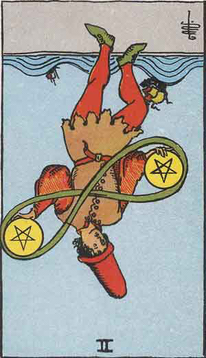 ペンタクルの2の逆位置